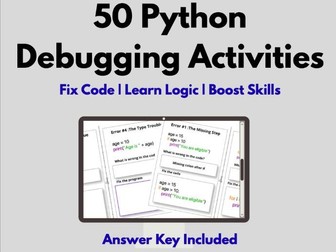 Python Coding Activities: 50 Debugging Exercises for Beginners (with Answer Key)