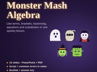 Halloween Maths Bundle: Escape Room, Trick or Treat & Monster Mash Algebra (KS3)