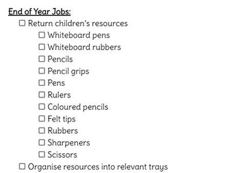 End of Year Classroom Jobs