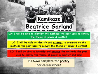 Kamikaze by Beatrice Garland - GCSE English Literature - Conflict Poetry Anthology - ECT Friendly