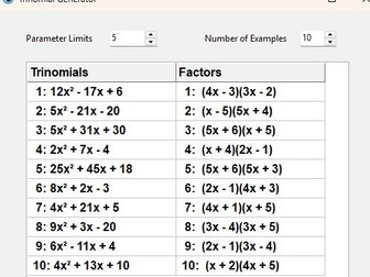 Trinomial - Generate examples - Solution Meth