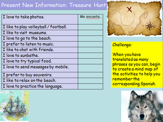 KS3 Spanish Holiday Activities with Infinitive Structures