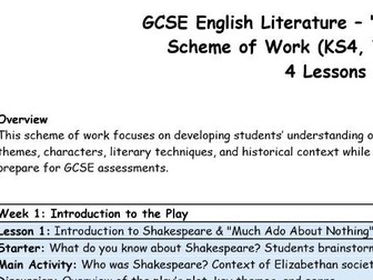 Much Ado About Nothing SOW / SOL - 6 week
