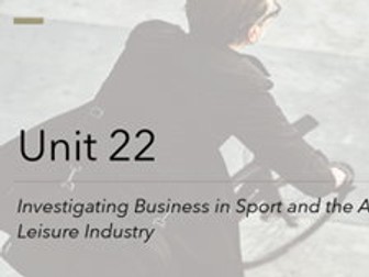 Unit 22: Investigating Business in Sport Introduction and Quiz