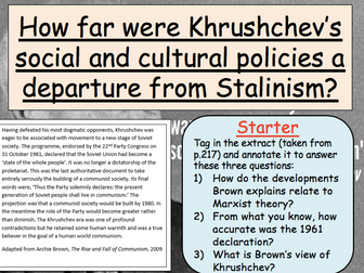 AQA A-Level Tsarist & Communist Russia Lessons 90-102 (Final part of Yr 13)