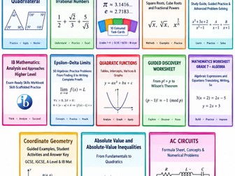 **Ultimate Mathematics Worksheet Bundle | 15 Worksheets | Grades 7–12 | GCSE, IGCSE, IB, AS & A Level | Algebra, Geometry, Calculus & Physics**