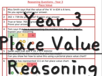 Year 3 Maths - Reasoning Questions 'Place Value'