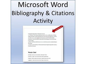 Bibliography and Citations Lesson Activity for Teaching Microsoft Word Skills