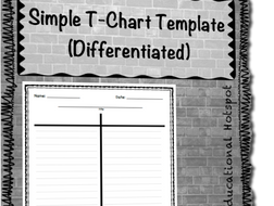 Simple T-Chart Template (Differentiated) Graphic Organizer | Teaching ...