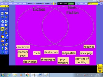 Fiction or Non-fiction? Venn diagram sorting flipchart