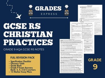 Grade 9 AQA GCSE RS: Christianity Practices Full Revision Pack