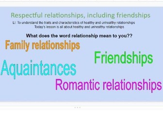 RSHE/PSHE- Healthy and Unhealthy relationships