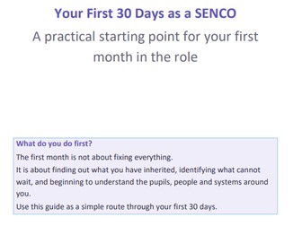 Your First 30 days as SENCO