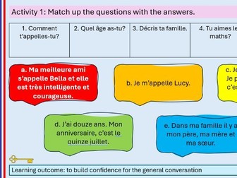 Year 7 French Speaking Preparation lesson