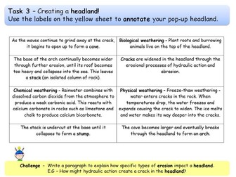 KS3 - What is happening to our coastline? L3. What coastal landforms are created by erosion?Headland