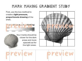 Sea Life - Mark Making Gradient Study (grid method)