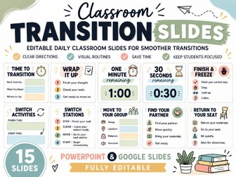Classroom Transition Slides | 15 Editable Templates