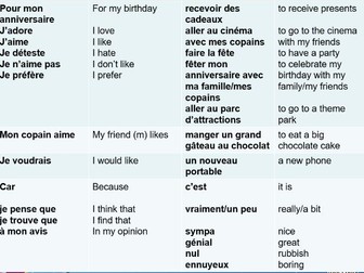 Mon anniversaire lesson-customs and festivals