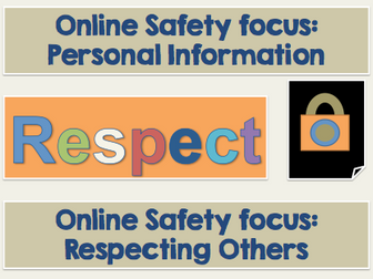 Computing Online Safety Unit  8 Lessons inc. Personal Information & Respect (Autumn Term) - Year 1