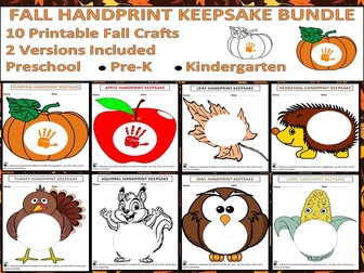 Fall Handprint Keepsake Bundle | 10 Printable Autumn Crafts for Kids