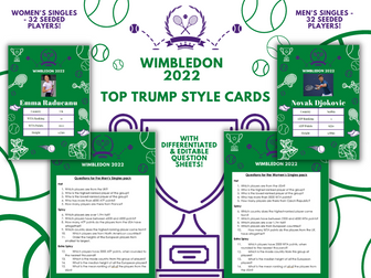 Wimbledon 2022 Top Trump-style cards KS2 Maths