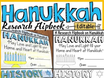 HANUKKAH EDITABLE FLIPBOOK: INFORMATION REPORT WRITING RESEARCH TEMPLATES