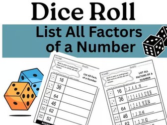 Factors & Multiples Dice Game – Math Activity to List All Factors of a Number