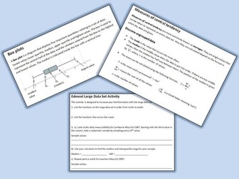 Edexcel A Level Maths Year 1 Statistics Bundle including Large Data Set activities