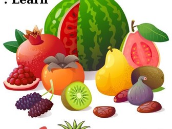 My First Fruits | Learn, Trace, Write& Color | English Vocabulary Workbook for Kids| Printable PDF.