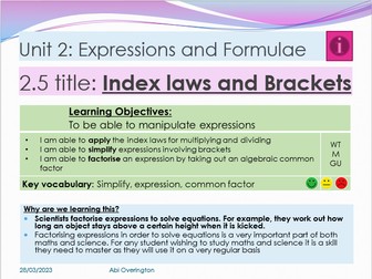 Year 9 Expressions and Formulae
