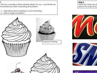 Art and Design - Cover worksheets/Skill Recall. Cakes and Sweets theme. BUNDLE OF 2