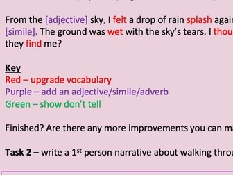 Upgrading Vocabulary Creative Write (Cover Lesson)