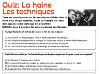 La haine Quiz Les techniques (2 quiz + answers)