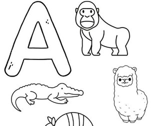 Printable Alphabet Animal Colouring Pages Kids Ages 4-6 Years A-E