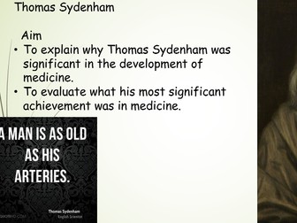 Thomas Sydenham- Medicine unit (9-1 GCSE history)