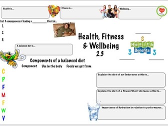 Health, Fitness and Wellbeing GCSE PE (OCR 2.3) Revision Sheet