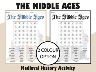 The Middle Ages Word Search Puzzle | Medieval History Activity for Students