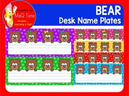 Bear Desk Name Plates Teaching Resources