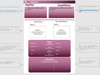 Reptiles and amphibians classification and adaptations research lesson