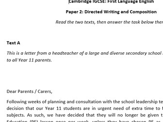 Cambridge IGCSE 0500 English Language Paper 2 Mock Exam