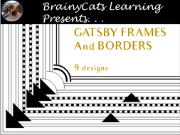 "GATSBY INSPIRED" Black and White Page Borders and Frames Clipart
