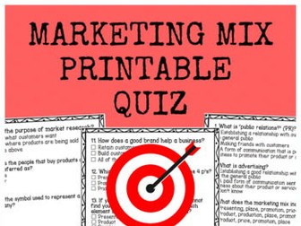 Marketing Mix - 4 p's - Multiple Choice Quiz