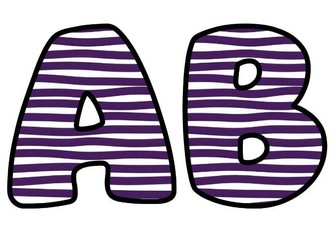 Purple Stripes Lettering Set | Classroom Display | Upper & Lowercase, 0-9 and Signs
