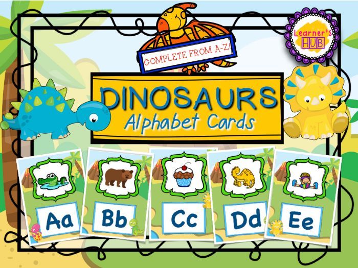 Alphabet Chart For Classroom - Dinosaur Theme Alphabet Chart Cards