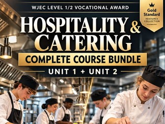 WJEC Level 1/2 Hospitality & Catering Complete Course Bundle | Units 1 & 2 | PowerPoints, Workbooks, Revision & Assessment
