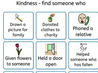 Kindness- Find someone who activity ...PSHE/RE  KS1