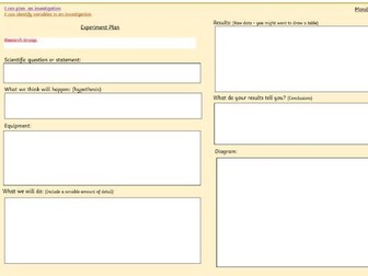 KS1 & KS2 Science experiment planning sheet