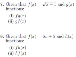 Composite and inverse functions worksheets (with solutions)