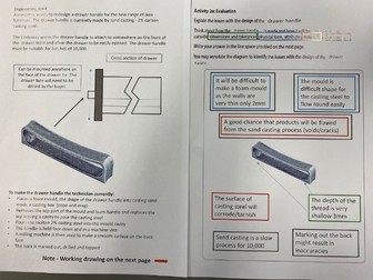 BTEC Engineering Tech Award (Mock – Drawer Handle)