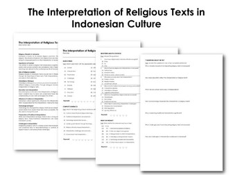 The Interpretation of Religious Texts in Indonesian Culture (Infotext and Exercises)